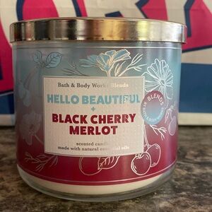 Bath & body Works Hello Beautiful + Black Cherry Merlot  3- wick candles